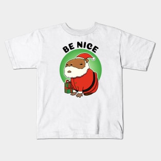 Be Nice Capybara Santa Kids T-Shirt